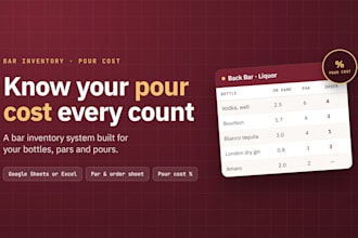 build bar inventory and pour cost spreadsheets and automations