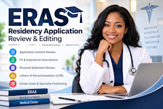 edit eras residency application medical personal statement, cv, lor within 12hrs