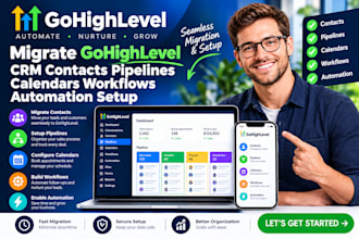 migrate gohighlevel CRM contacts pipelines calendars workflows automation setup