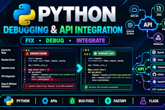 fix python scripts, bugs, integrate apis and troubleshoot python coding errors