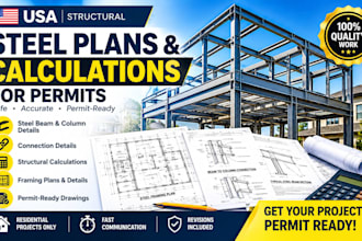 prepare USA structural steel plans and engineering calculations for permits