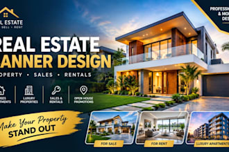 design professional real estate banners for property marketing custom ai