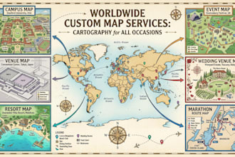 create custom vector maps, hiking trail maps, tourism map, site map,