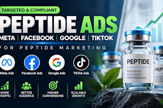 run compliant peptide ads, meta facebook google tiktok ads for peptide marketing