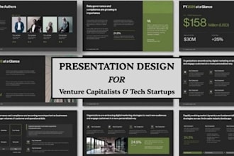 design your tech startup investor pitch deck or venture capital presentation