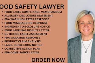 be your food safety lawyer for food labeling,fda violations and labeling dispute