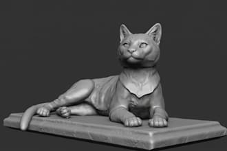 sculpt your cat from pic,image to stl,animal figurines and statues,3d kitten