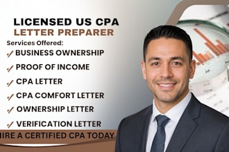 prepare and sign a CPA letter, comfort letter for ownership verification as CPA