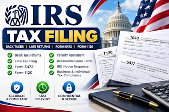 fix irs issues, file late tax returns, reduce irs penalty, back tax, tax debt