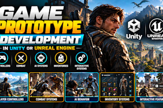 develop a game prototype and core mechanics in unity or unreal