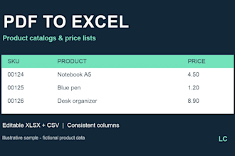 convert PDF catalogs and price lists to clean excel tables
