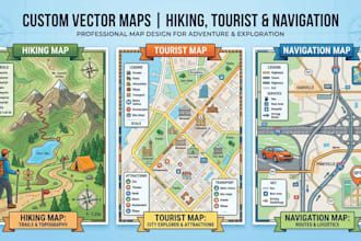 design custom vector maps, hiking maps, tourist and navigation maps