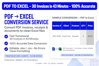 convert PDF to  excel, image to excel, scanned PDF to excel