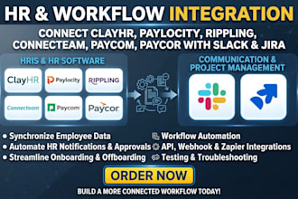 integrate clayhr paylocity rippling connecteam paycom paycor with slack jira