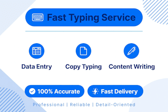 do fast typing content writing and data entry