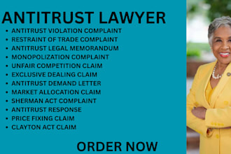 be your antitrust lawyer for sherman act, clayton act and restraint of trade