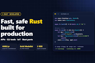develop rust backend apis, cli tools and high performance apps