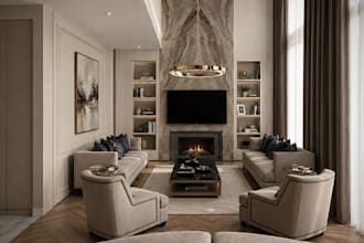 design luxury modern living room interior render in 3d with high quality decor