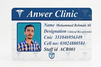 design professional employee id card and badge for company and hospital