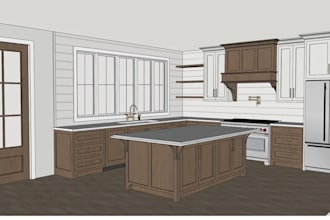 design kitchen floor plans, cabinet layouts, elevations and 2d drawings