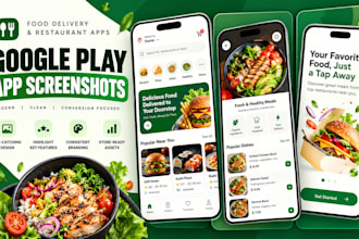 design food delivery app screenshots for google play