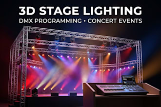 design 3d stage lighting, dmx programming and concert event lighting