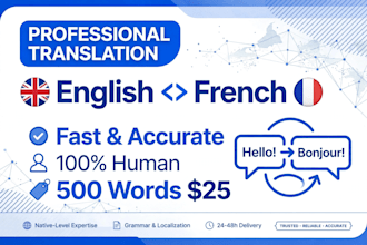 translate english to french professionally native human