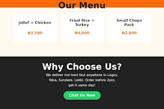 create a modern resturant website with whatsapp ordering