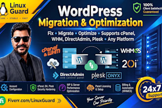 fix, migrate and optimize wordpress, cpanel, whm, plesk, directadmin