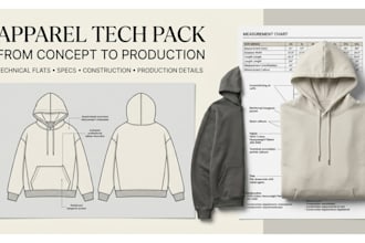 create a professional clothing tech pack for production