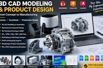 do 3d cad design, 3d industrial product design 3d cad modeling in solidworks