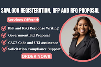 write rfp, rfq, bid proposal, government contract, obtain cage code and uei
