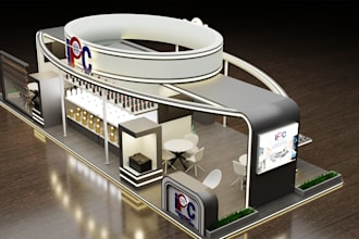 design premium 3d trade show booths, exhibition stands and expo displays