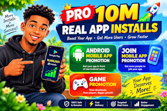 do pro 10m real app installs, android mobile app promotion, game promotion