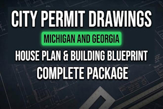 do city permit drawings house plan building blueprint in michigan and georgia