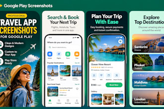 design google play screenshots for travel and booking apps