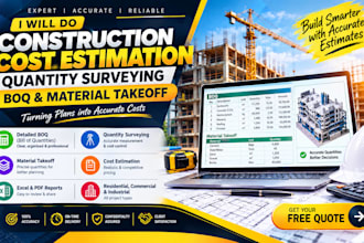 do construction cost estimation, quantity surveying and boq in ga nc az oh VA