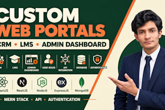 build web portal, CRM, erm, lms, admin dashboard, custom web app
