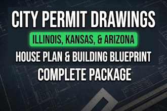 do city permit drawings house plan building blueprint in illinois kansas arizona