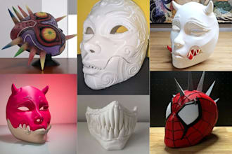 do 3d model of mask, 3d print and paint custom mask design cosplay creation stl