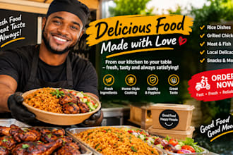 make a professional food flyer and restaurant advertisement