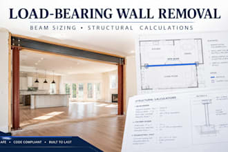 load bearing wall removal, beam sizing and residential structural engineering
