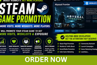 do steam game promotion, boost steam visits and wishlist, steam game marketing