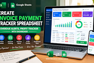 create invoice payment tracker spreadsheet, overdue alerts, profit tracker