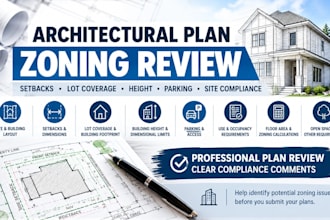 review architectural plans for zoning compliance and permit readiness