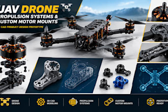 uav drone propulsion systems and custom motor mounts in 3d cad product design