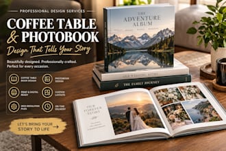create coffee table book, recipes book, wedding album photobook guide book