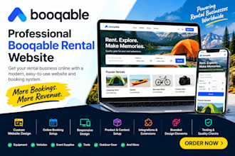 design a complete booqable rental website and online booking system