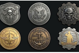 design cutom military coin challenge coin 3d bas relief stl coin illustration