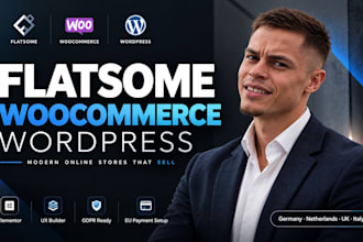 build flatsome woocommerce website wordpress elementor design and customize